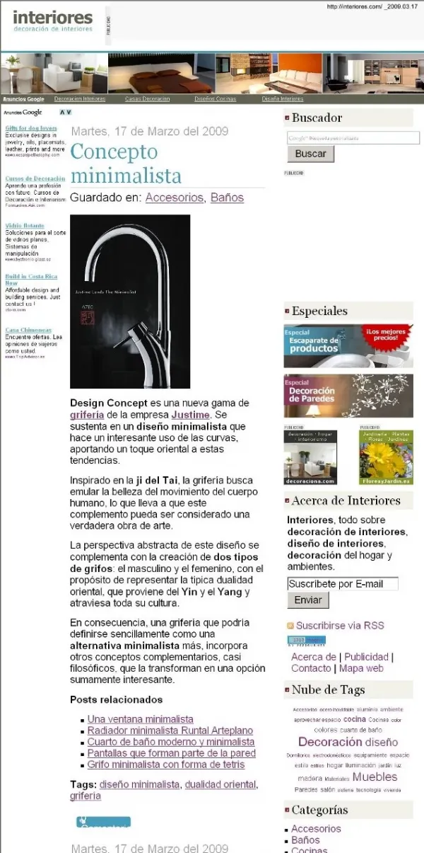 In March 18, 2009 Design Website "interiores.com" have a news report about JUSTIME.